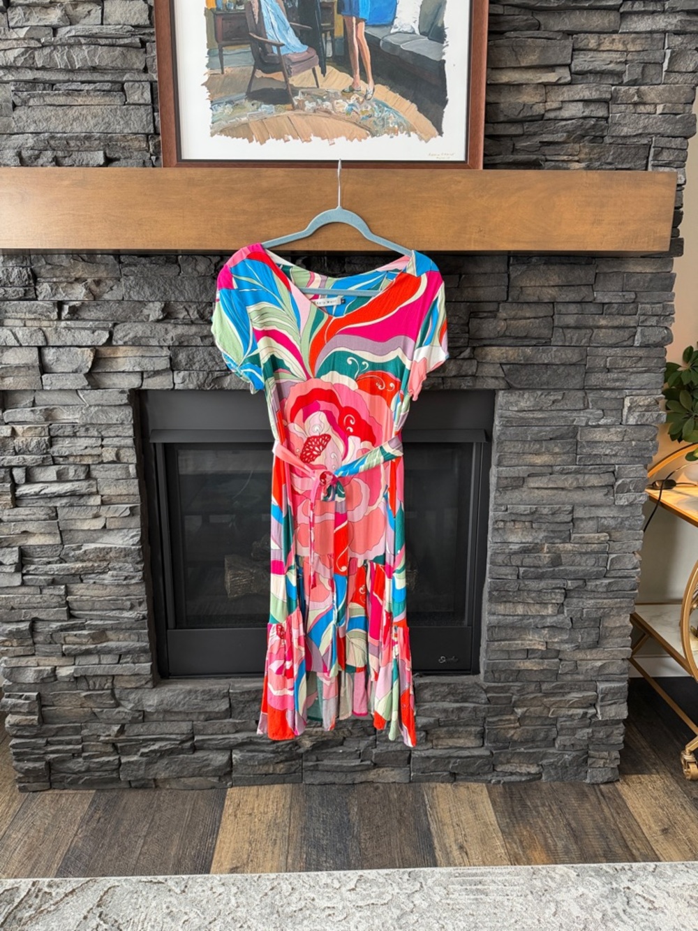 Trina Turk Multicolor Floral Midi Dress‎ - Pink, Blue & Red